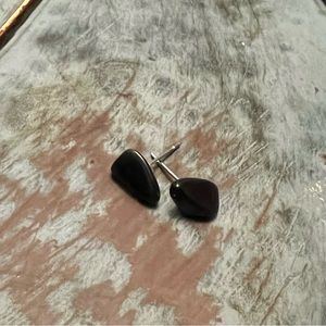 Obsidian gemstone stud earrings with hypoallergenic stainless steel posts